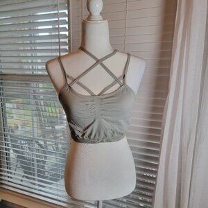 BUCKLE Sage Green Cross Design Bralette Woman Size Large
